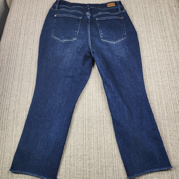 Judy Blue Jeans Womens 14W Blue High Rise Cropped Straight Raw Hem Denim - Picture 9 of 10